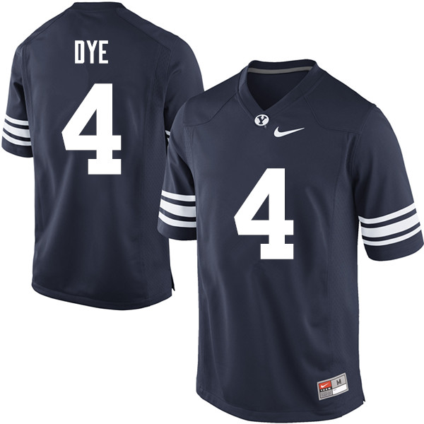 Men #4 Trey Dye BYU Cougars College Football Jerseys Sale-Navy